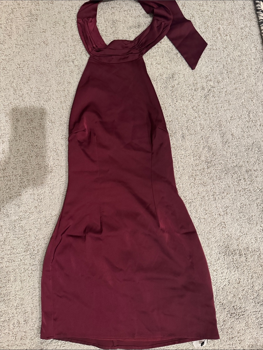 Revolve More to Come Halter Neck Dress in Deep Wine